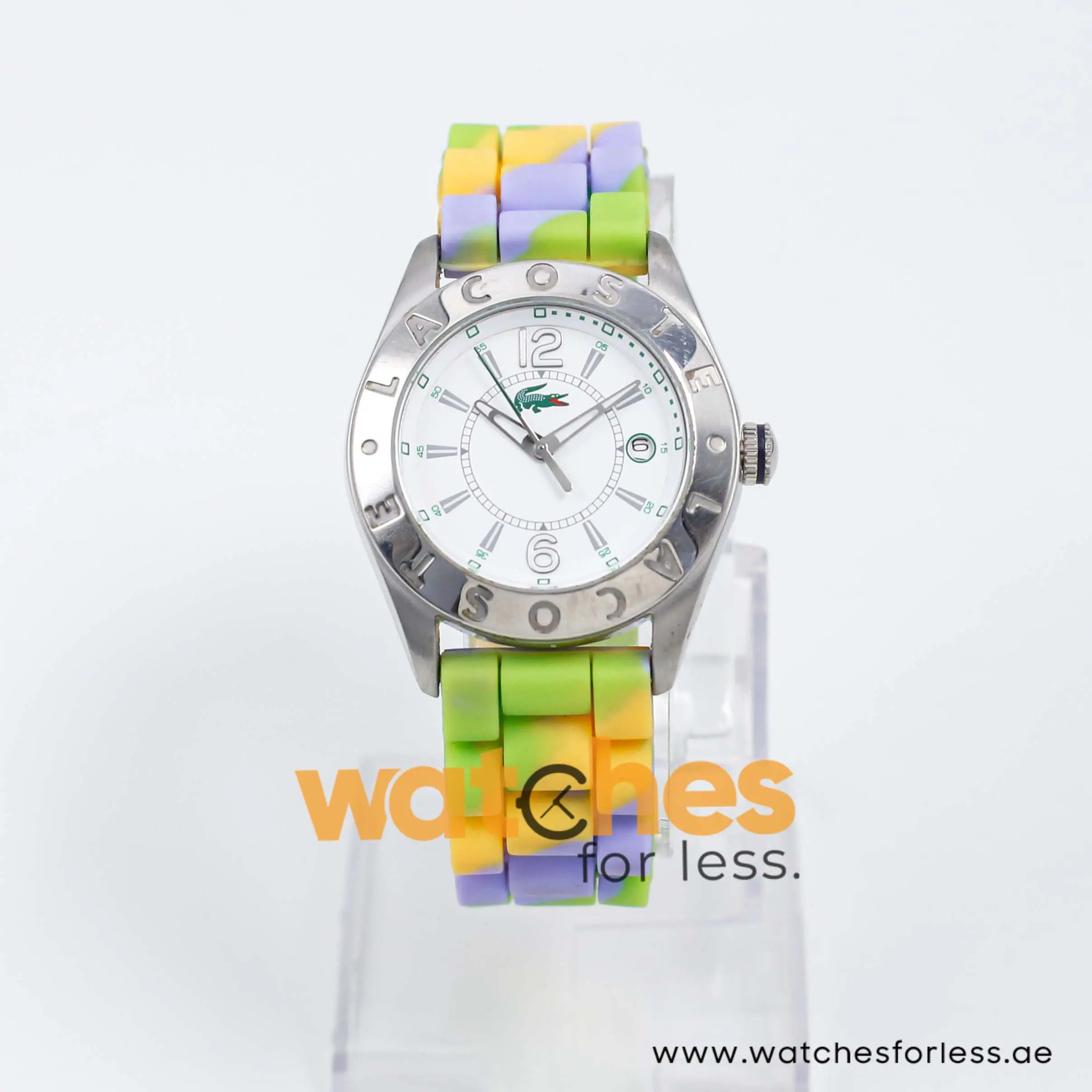 Lacoste Women’s Quartz Multi Color Silicone Strap White Dial 37mm Watch LC323140164 UAE DUBAI AJMAN SHARJAH ABU DHABI RAS AL KHAIMA UMM UL QUWAIN ALAIN FUJAIRAH