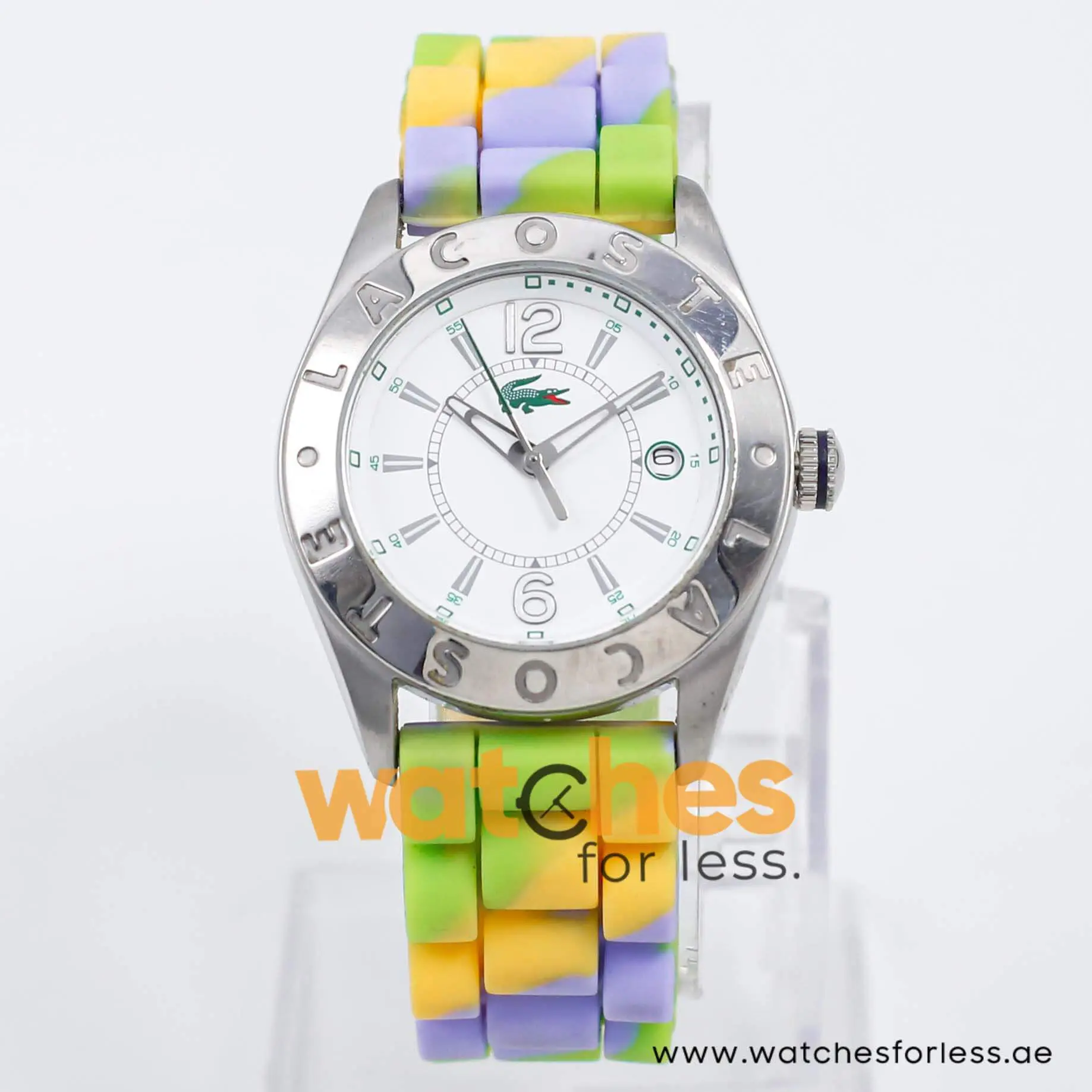 Lacoste Women’s Quartz Multi Color Silicone Strap White Dial 37mm Watch LC323140164 UAE DUBAI AJMAN SHARJAH ABU DHABI RAS AL KHAIMA UMM UL QUWAIN ALAIN FUJAIRAH