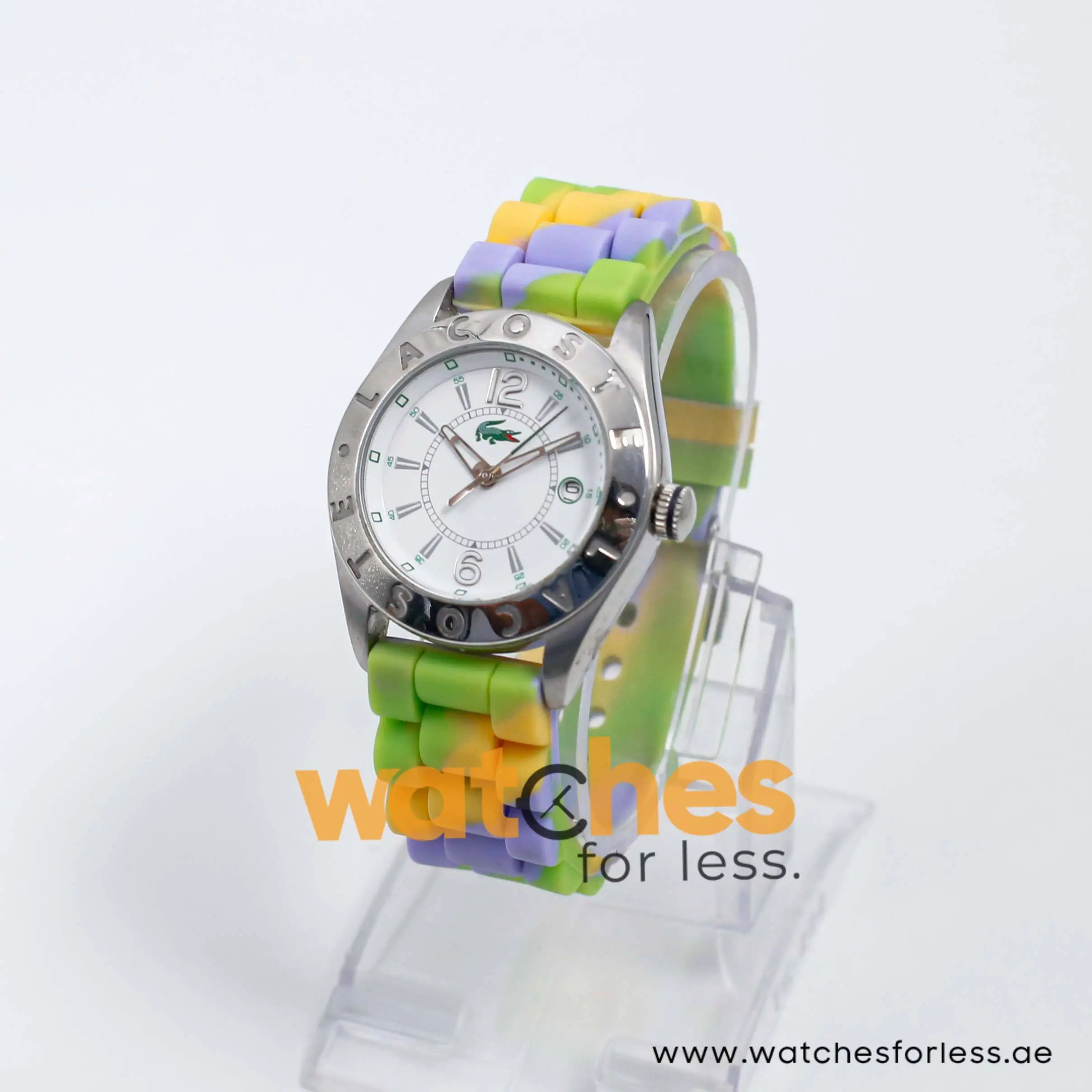 Lacoste Women’s Quartz Multi Color Silicone Strap White Dial 37mm Watch LC323140164 UAE DUBAI AJMAN SHARJAH ABU DHABI RAS AL KHAIMA UMM UL QUWAIN ALAIN FUJAIRAH