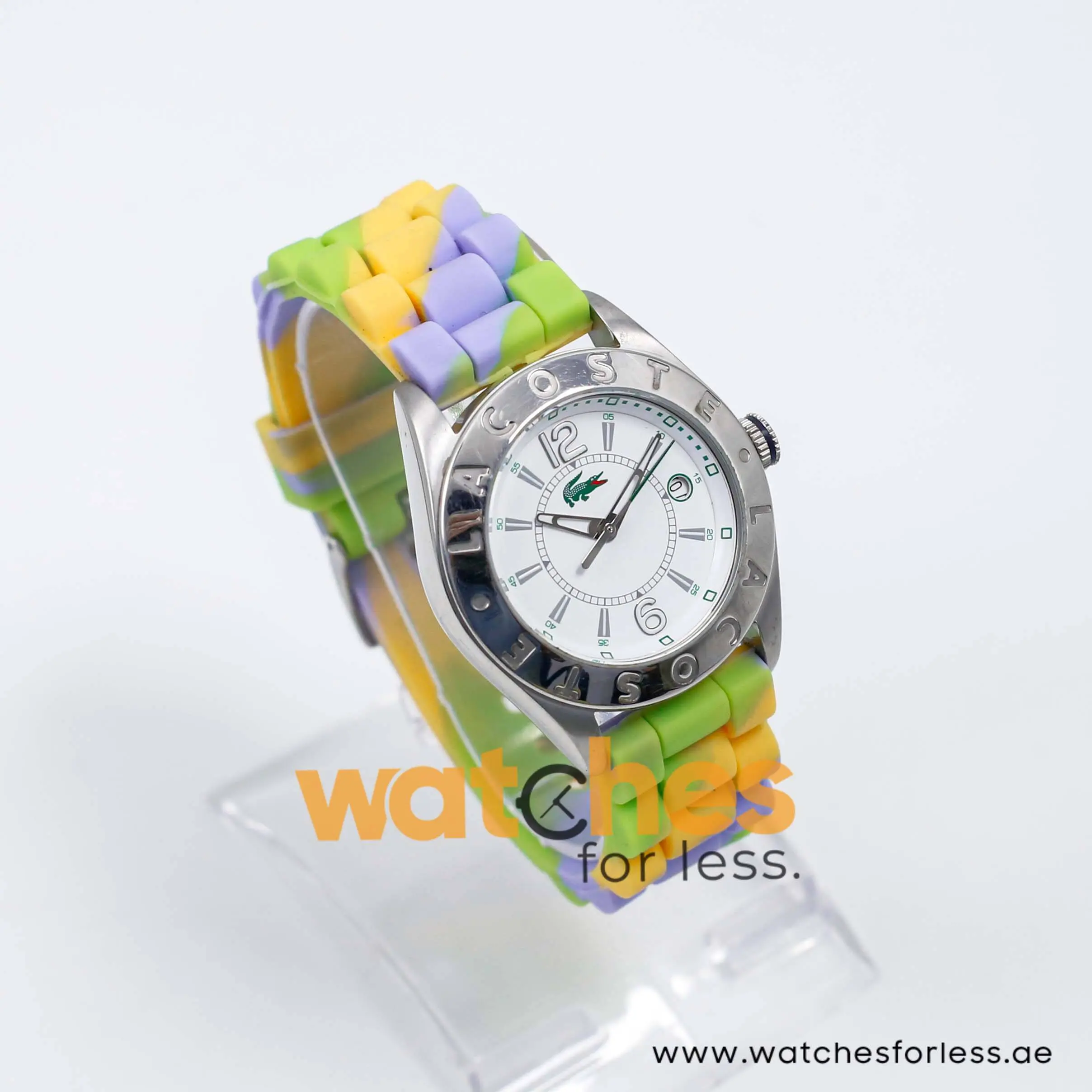 Lacoste Women’s Quartz Multi Color Silicone Strap White Dial 37mm Watch LC323140164 UAE DUBAI AJMAN SHARJAH ABU DHABI RAS AL KHAIMA UMM UL QUWAIN ALAIN FUJAIRAH