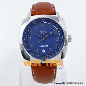 Lacoste Men’s Quartz Brown Leather Strap Blue Dial 42mm Watch 2010488 UAE DUBAI AJMAN SHARJAH ABU DHABI RAS AL KHAIMA UMM UL QUWAIN ALAIN FUJAIRAH