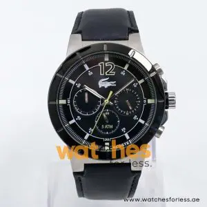 Lacoste Men’s Quartz Black Leather Strap Black Dial 44mm Watch 2010743 UAE DUBAI AJMAN SHARJAH ABU DHABI RAS AL KHAIMA UMM UL QUWAIN ALAIN FUJAIRAH
