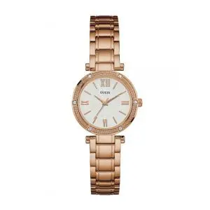 Guess Women’s Quartz Rose Gold Stainless Steel White Dial 30mm Watch W0767L3 UAE DUBAI AJMAN SHARJAH ABU DHABI RAS AL KHAIMA UMM UL QUWAIN ALAIN FUJAIRAH