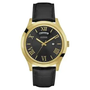 Guess Men’s Quartz Black Leather Strap Black Dial 44mm Watch W0792G4 UAE DUBAI AJMAN SHARJAH ABU DHABI RAS AL KHAIMA UMM UL QUWAIN ALAIN FUJAIRAH
