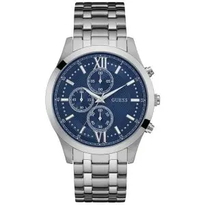 Guess Men’s Quartz Silver Stainless Steel Blue Dial 44mm Watch W0875G1 UAE DUBAI AJMAN SHARJAH ABU DHABI RAS AL KHAIMA UMM UL QUWAIN ALAIN FUJAIRAH