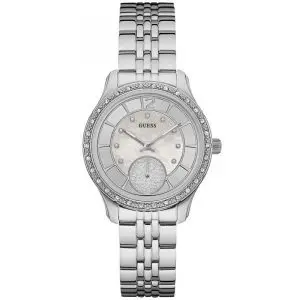 Guess Women’s Quartz Silver Stainless Steel Silver Dial 35mm Watch W0931L1 UAE DUBAI AJMAN SHARJAH ABU DHABI RAS AL KHAIMA UMM UL QUWAIN ALAIN FUJAIRAH