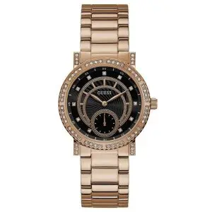 Guess Women’s Quartz Rose Gold Stainless Steel Black Dial 38mm Watch W1006L2 UAE DUBAI AJMAN SHARJAH ABU DHABI RAS AL KHAIMA UMM UL QUWAIN ALAIN FUJAIRAH