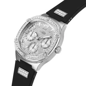 Guess Women’s Quartz Black Silicone Strap Silver Dial 40mm Watch GW0619L1