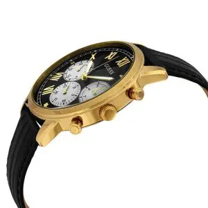 Guess Men’s Quartz Black Leather Strap Black Dial 44mm Watch W1261G3 UAE DUBAI AJMAN SHARJAH ABU DHABI RAS AL KHAIMA UMM UL QUWAIN ALAIN FUJAIRAH