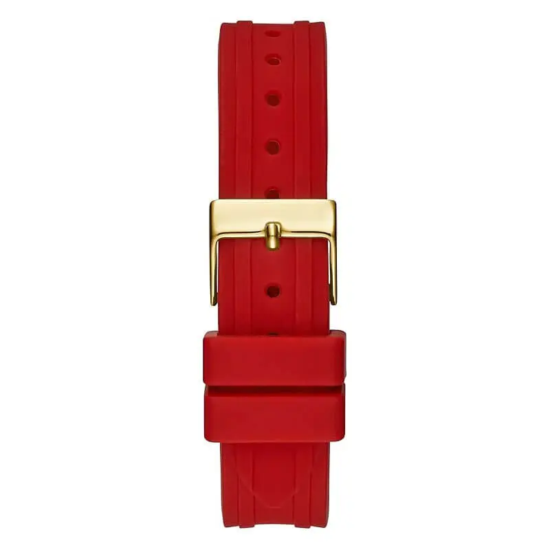Guess Women’s Quartz Red Silicone Strap Gold Dial 36mm Watch GW0034L6