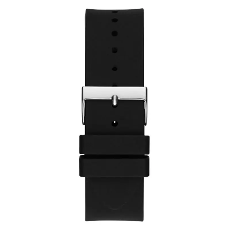 Guess Men’s Quartz Black Silicone Strap Silver Dial 48mm Watch GW0537G1