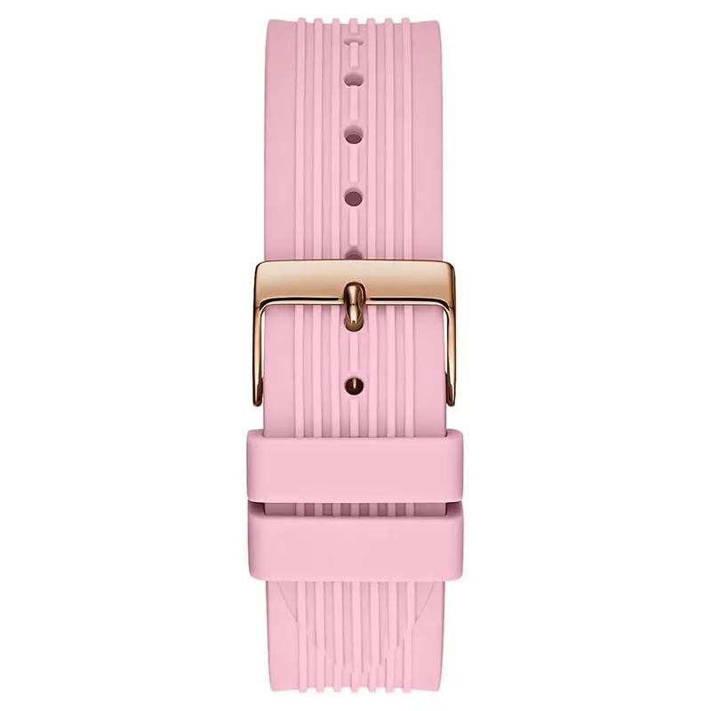 Guess Women’s Quartz Pink Silicone Strap Silver Dial 39mm Watch GW0030L4