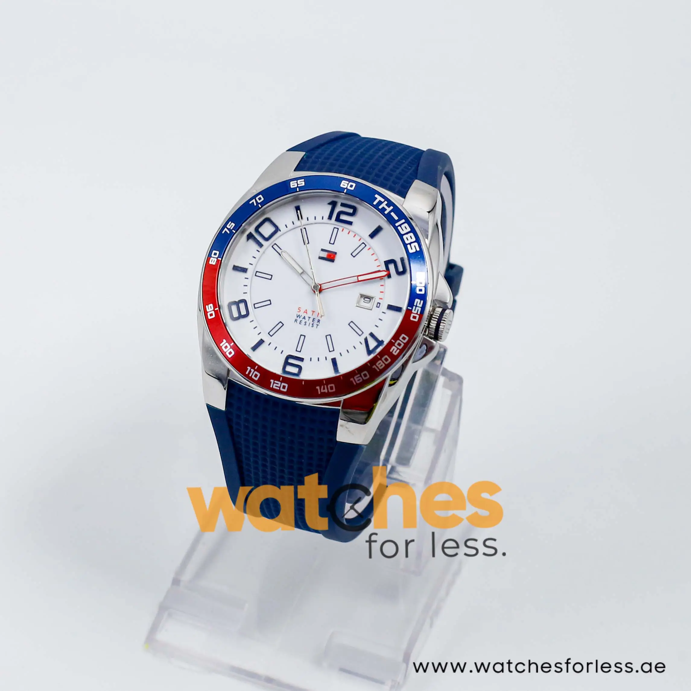 Tommy Hilfiger Men’s Quartz Navy Blue Silicone Strap White Dial 42mm Watch 1790885