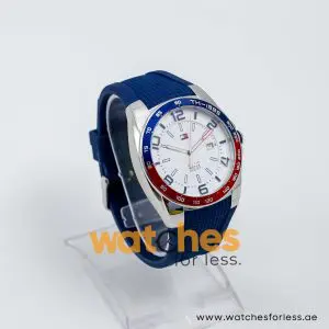 Tommy Hilfiger Men’s Quartz Navy Blue Silicone Strap White Dial 42mm Watch 1790885