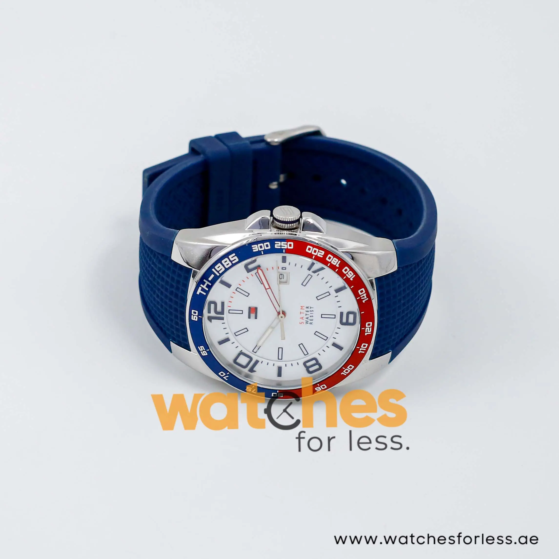 Tommy Hilfiger Men’s Quartz Navy Blue Silicone Strap White Dial 42mm Watch 1790885