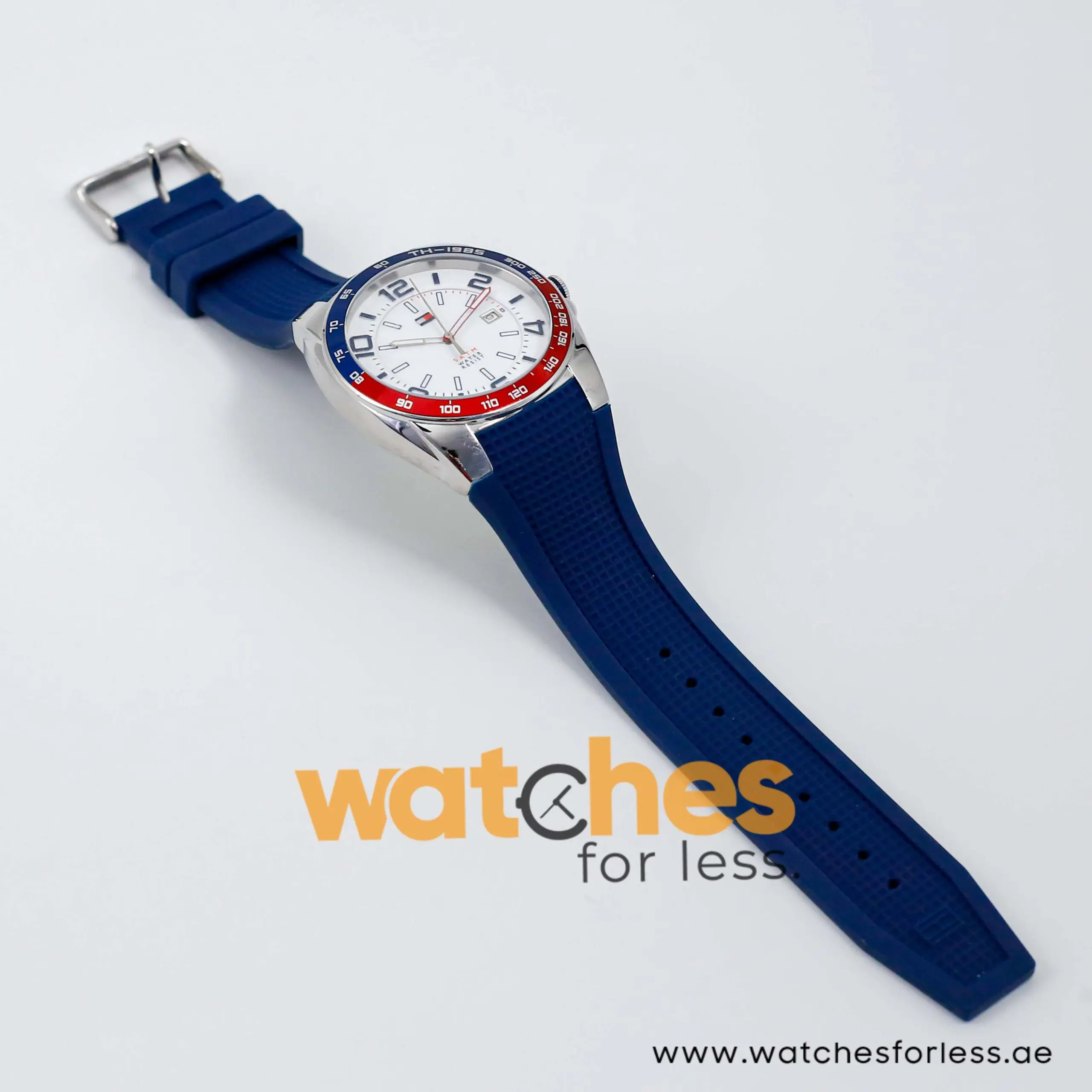 Tommy Hilfiger Men’s Quartz Navy Blue Silicone Strap White Dial 42mm Watch 1790885