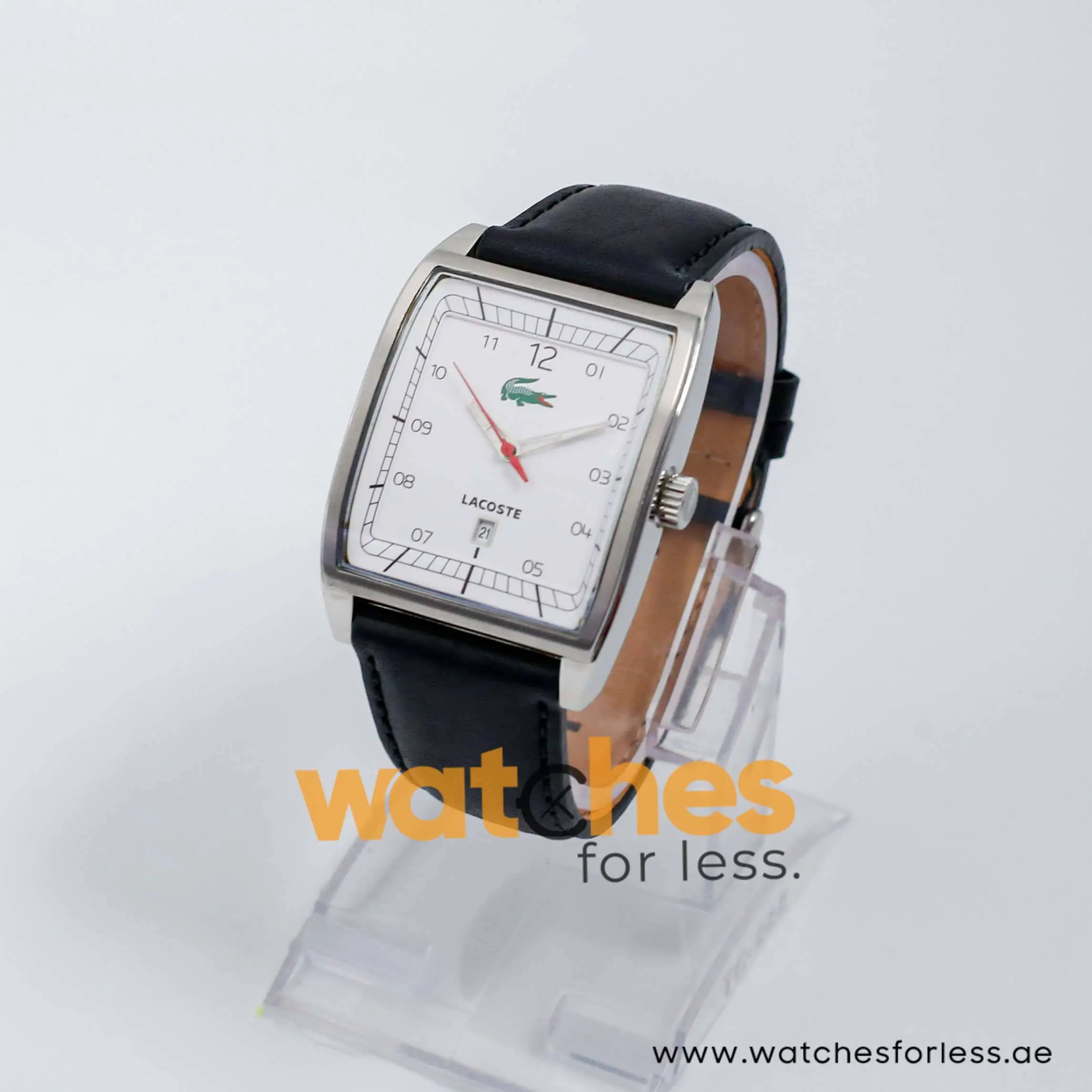 Lacoste Men’s Quartz Black Leather Strap White Dial 37mm Watch 2010559/1