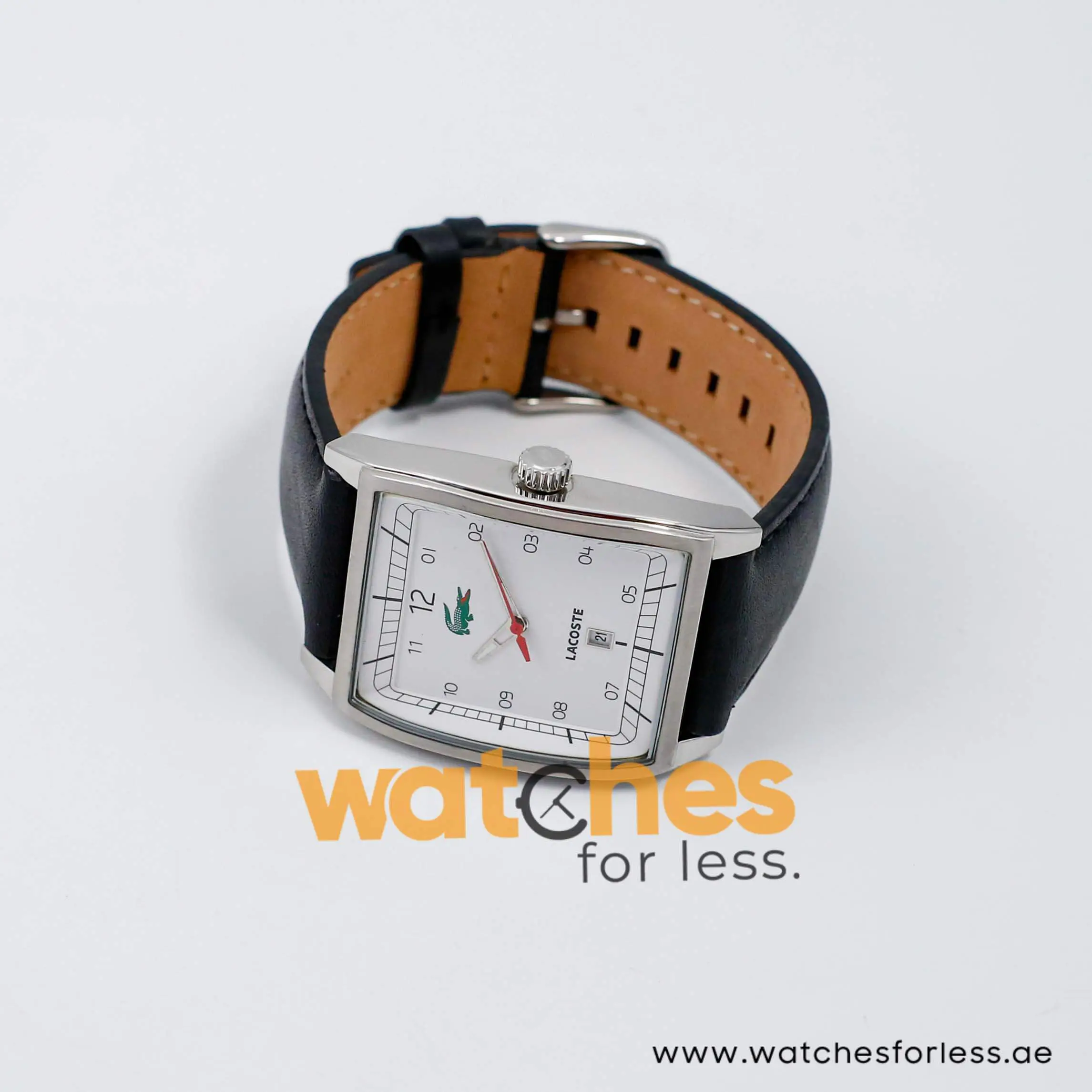 Lacoste Men’s Quartz Black Leather Strap White Dial 37mm Watch 2010559/1