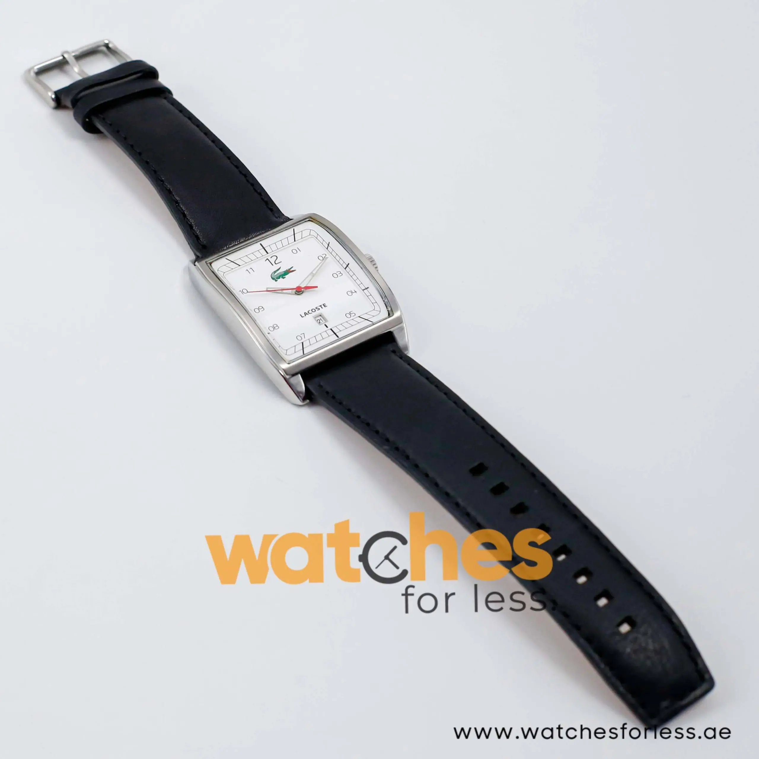 Lacoste Men’s Quartz Black Leather Strap White Dial 37mm Watch 2010559/1