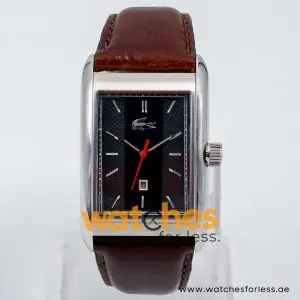 Lacoste Men’s Quartz Dark Brown Leather Strap Blue & Grey Dial 33mm Watch 2010425