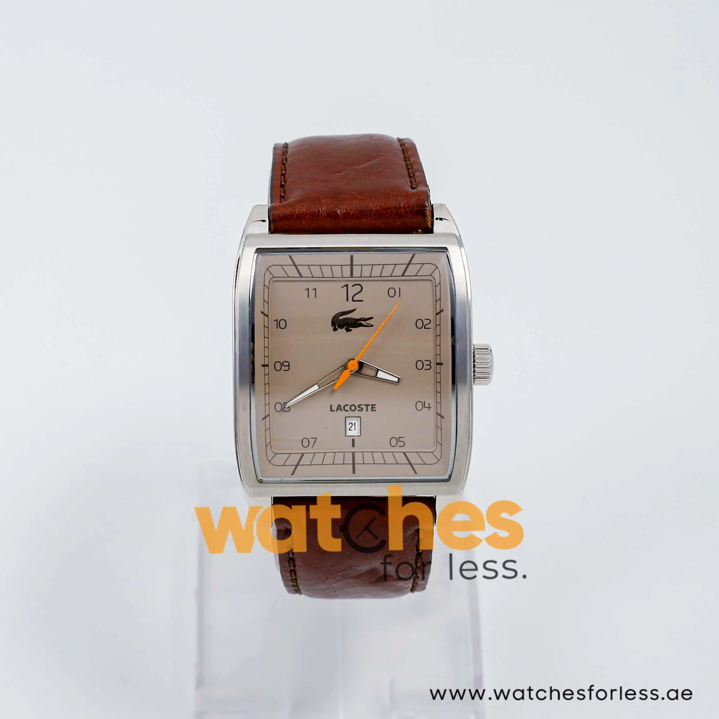 Lacoste Men’s Quartz Dark Brown Leather Strap Light Brown Dial 36mm Watch 2010561