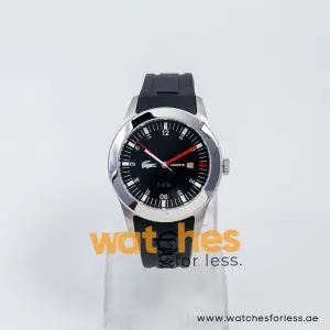 Lacoste Men’s Quartz Black Silicone Strap Black Dial 42mm Watch 2010628