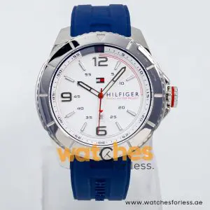 Tommy Hilfiger Men’s Quartz Navy Blue Silicone Strap White Dial 47mm Watch 1790886