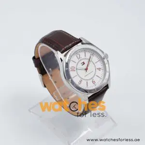 Tommy Hilfiger Women’s Quartz Dark Brown Leather Strap White Dial 40mm Watch 1780800