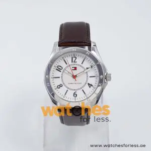 Tommy Hilfiger Men’s Quartz Dark Brown Leather Strap White Dial 40mm Watch 1780798
