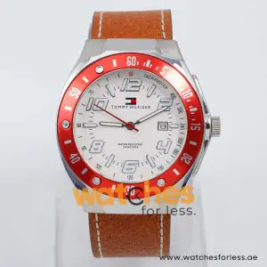 Tommy Hilfiger Men’s Quartz Brown Leather Strap Off-White Dial 44mm Watch 1790307