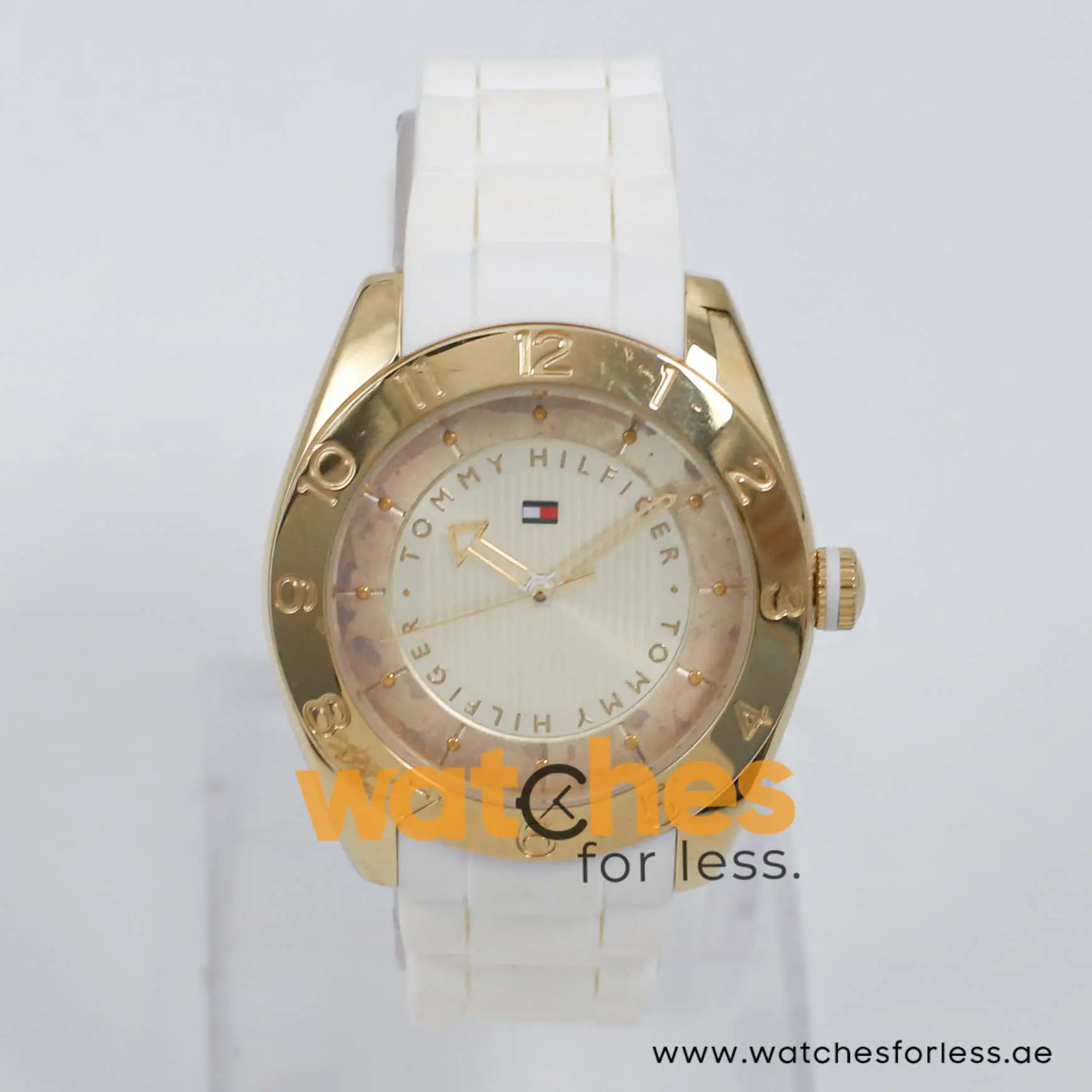 Tommy Hilfiger Women’s Quartz White Silicone Strap Gold Dial 39mm Watch 1781354