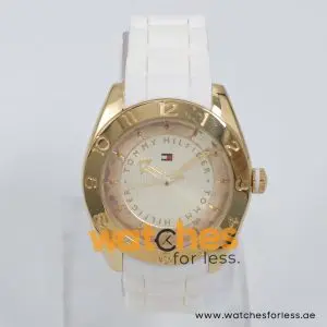 Tommy Hilfiger Women’s Quartz White Silicone Strap Gold Dial 39mm Watch 1781354