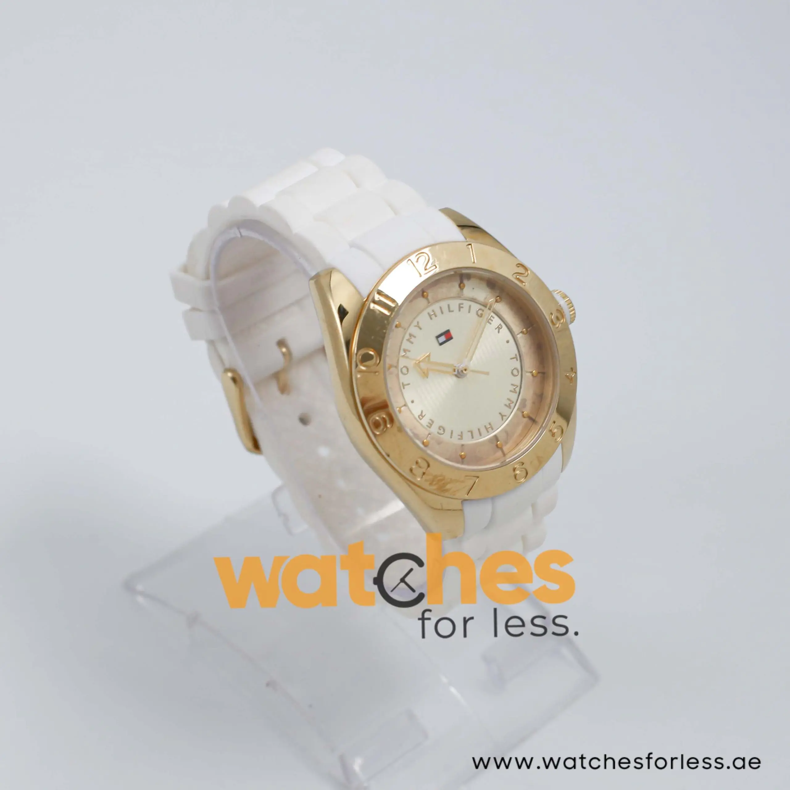 Tommy Hilfiger Women’s Quartz White Silicone Strap Gold Dial 39mm Watch 1781354