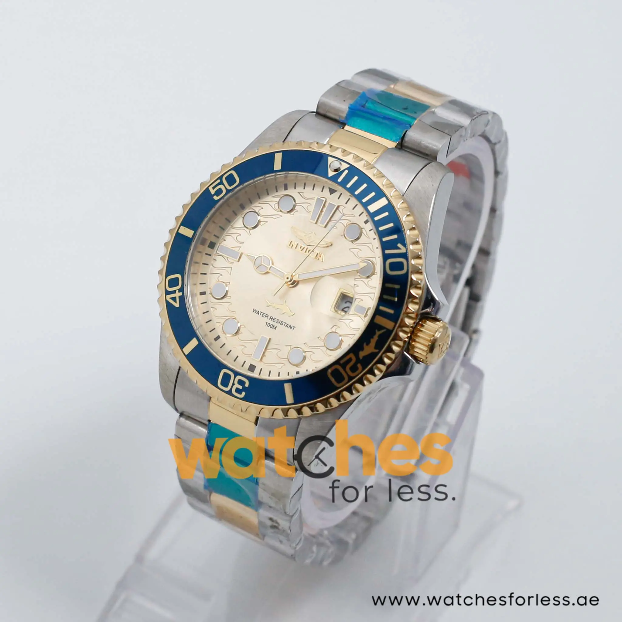 Invicta Men’s Quartz Two Tone Stainless Steel Gold Dial 43mm Watch 30022