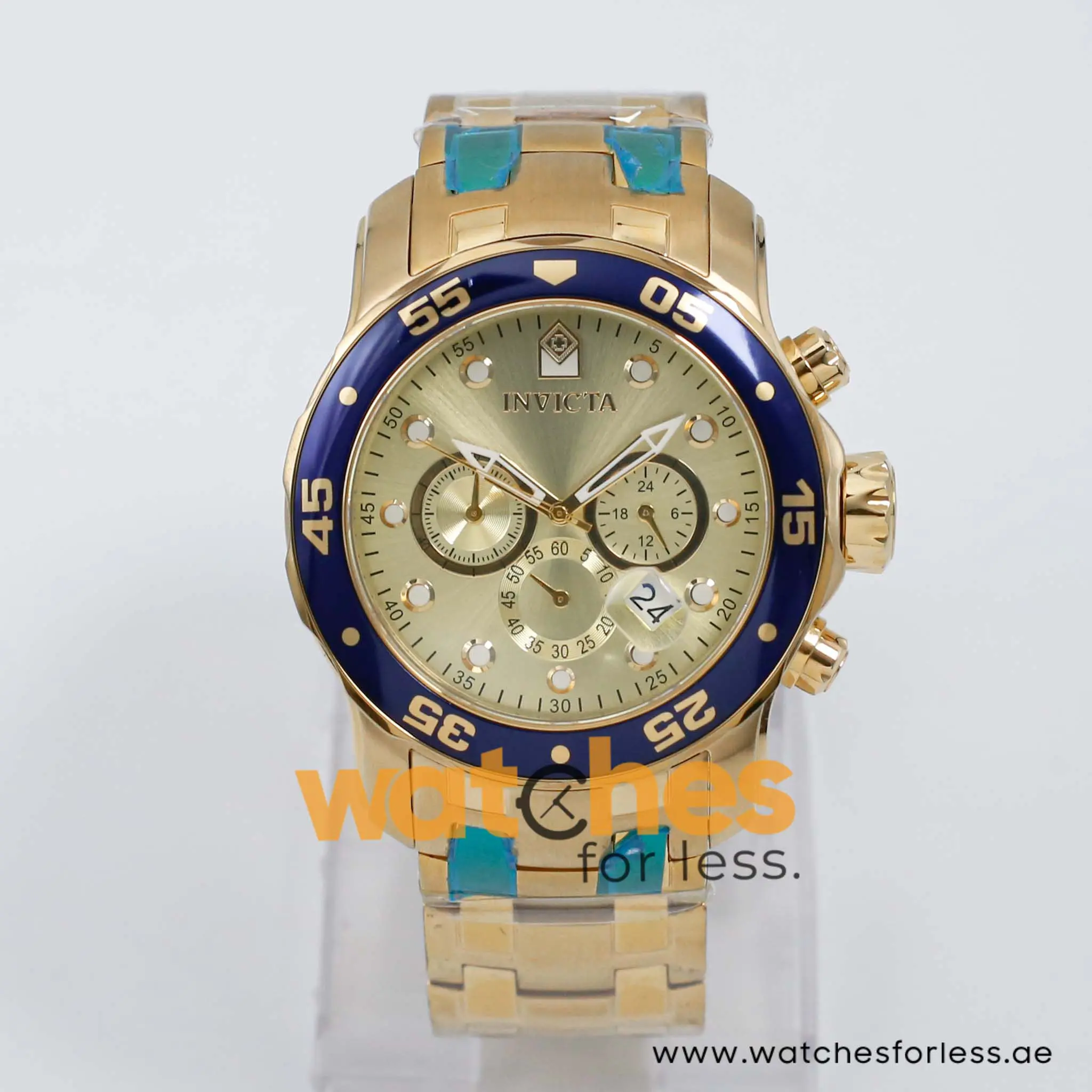 Invicta Men’s Quartz Gold Stainless Steel Champagne Dial 48mm Watch 80068