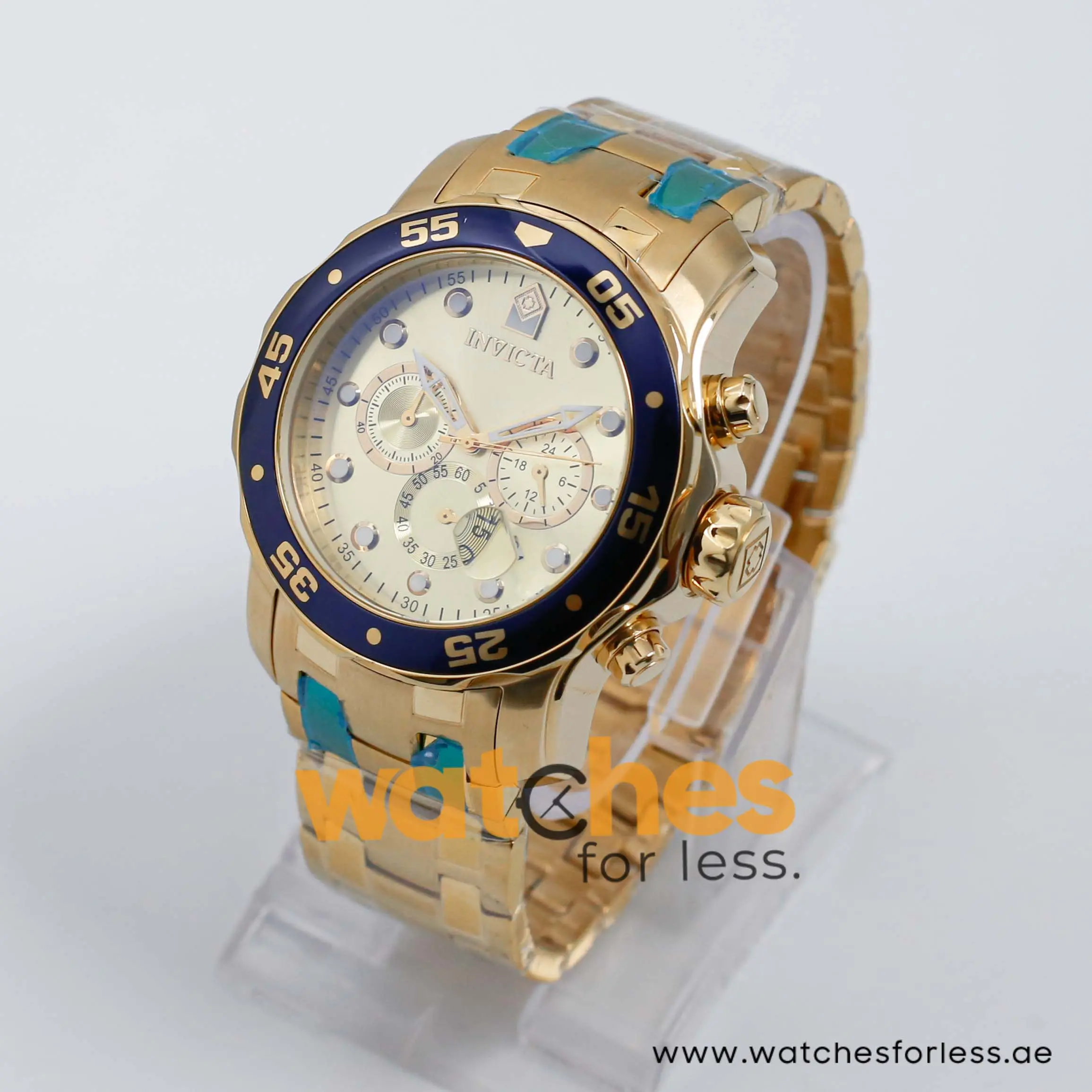 Invicta Men’s Quartz Gold Stainless Steel Champagne Dial 48mm Watch 80068