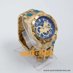 Invicta Men’s Quartz Gold Stainless Steel Blue Dial 49mm Watch 22762