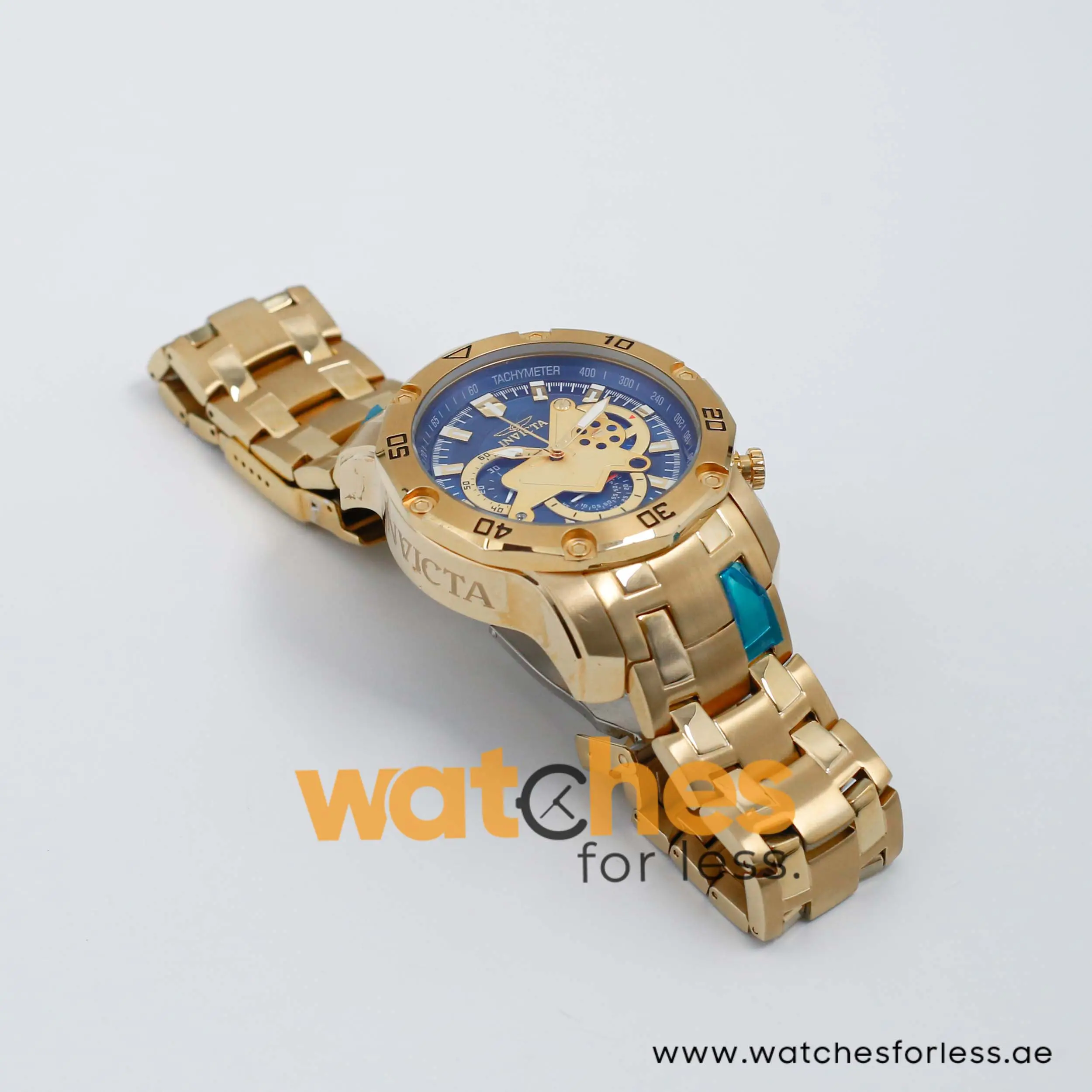 Invicta Men’s Quartz Gold Stainless Steel Blue Dial 49mm Watch 22762