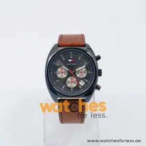 Tommy Hilfiger Men’s Quartz Brown Leather Strap Black Dial 42mm 1790302 UAE DUBAI AJMAN SHARJAH ABU DHABI RAS AL KHAIMA UMM UL QUWAIN ALAIN FUJAIRAH