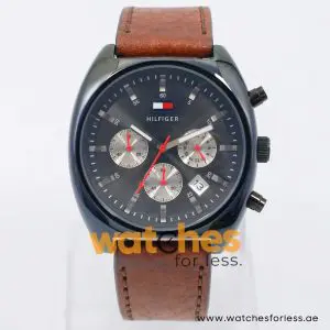 Tommy Hilfiger Men’s Quartz Brown Leather Strap Black Dial 42mm 1790302 UAE DUBAI AJMAN SHARJAH ABU DHABI RAS AL KHAIMA UMM UL QUWAIN ALAIN FUJAIRAH