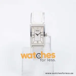 Hugo Boss Women’s Quartz White Leather Strap Silver Sunray Dial 21mm Watch 1502175/1 UAE DUBAI AJMAN SHARJAH ABU DHABI RAS AL KHAIMA UMM UL QUWAIN ALAIN FUJAIRAH