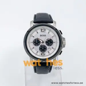Hugo Boss Men’s Quartz Black Leather Strap Silver Dial 47mm Watch 1512456 UAE DUBAI AJMAN SHARJAH ABU DHABI RAS AL KHAIMA UMM UL QUWAIN ALAIN FUJAIRAH
