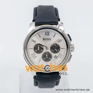 Hugo Boss Men’s Quartz Black Leather Strap Silver Dial 42mm Watch 1512456/1 UAE DUBAI AJMAN SHARJAH ABU DHABI RAS AL KHAIMA UMM UL QUWAIN ALAIN FUJAIRAH