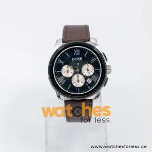 Hugo Boss Men’s Quartz Dark Brown Leather Strap Black Dial 42mm Watch 1512490/1 UAE DUBAI AJMAN SHARJAH ABU DHABI RAS AL KHAIMA UMM UL QUWAIN ALAIN FUJAIRAH