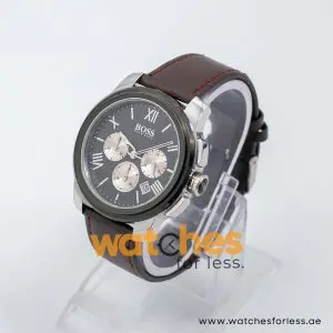 Hugo Boss Men’s Quartz Dark Brown Leather Strap Black Dial 42mm Watch 1512490/1 UAE DUBAI AJMAN SHARJAH ABU DHABI RAS AL KHAIMA UMM UL QUWAIN ALAIN FUJAIRAH