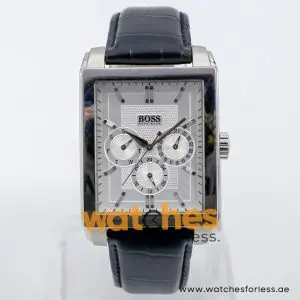 Hugo Boss Men’s Quartz Black Leather Strap Silver Sunray Dial 35mm Watch 1512844 UAE DUBAI AJMAN SHARJAH ABU DHABI RAS AL KHAIMA UMM UL QUWAIN ALAIN FUJAIRAH
