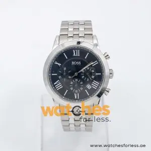 Hugo Boss Men’s Quartz Silver Stainless Steel Black Dial 43mm Watch 1512572 UAE DUBAI AJMAN SHARJAH ABU DHABI RAS AL KHAIMA UMM UL QUWAIN ALAIN FUJAIRAH