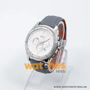 Hugo Boss Men’s Quartz Grey Leather Strap White Dial 44mm Watch 1512153/4 UAE DUBAI AJMAN SHARJAH ABU DHABI RAS AL KHAIMA UMM UL QUWAIN ALAIN FUJAIRAH