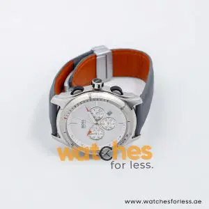Hugo Boss Men’s Quartz Grey Leather Strap White Dial 44mm Watch 1512153/4 UAE DUBAI AJMAN SHARJAH ABU DHABI RAS AL KHAIMA UMM UL QUWAIN ALAIN FUJAIRAH