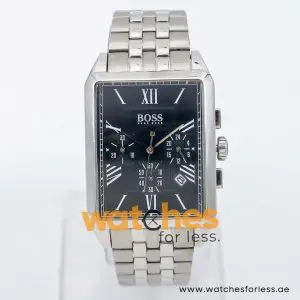 Hugo Boss Men’s Quartz Silver Stainless Steel Black Dial 34mm Watch 1512575 UAE DUBAI AJMAN SHARJAH ABU DHABI RAS AL KHAIMA UMM UL QUWAIN ALAIN FUJAIRAH